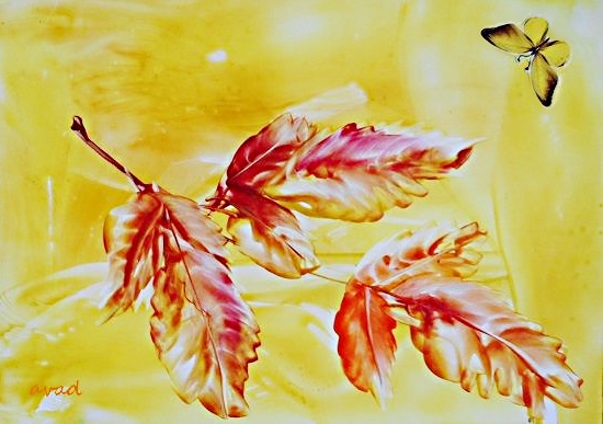 listy malované voskem